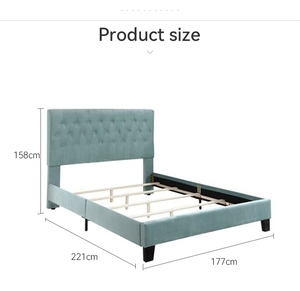 Low MOQ Tufted Velvet <b>Bed</b> Frame Factory Wholesale <b>Queen</b> <b>Size</b> Upholstered <b>Bed</b> with Sturdy Wood Slats Support - Product Image 5