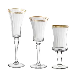 mode trinken ware küche tee Suppliers-2021 neues Modedesign Vintage Becher gläser INS Klarer Rotwein becher Goldrand Weinglas becher Trinkglas set