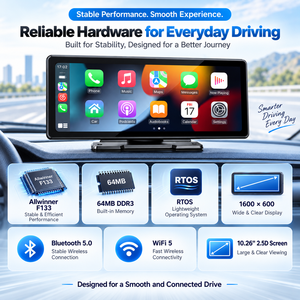 หน้าจอ PND มัลติมีเดียในรถยนต์ขนาด 10.26 นิ้ว รองรับ OEM ODM ระบบไร้สาย Apple CarPlay และ Android Auto พร้อมพอร์ต USB Type C - Product Image 4