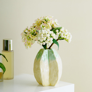 Jarrón de Cerámica Pintado a Mano con Forma de <span class=keywords><strong>Carambola</strong></span>, Boca Estrecha, para Arreglos Florales y Decoración de Sala de Estar - Product Image 1