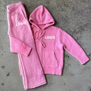 Produttore di <span class=keywords><strong>maglieria</strong></span> maglione da <span class=keywords><strong>uomo</strong></span> in Mohair personalizzato con cappuccio Jacquard con Zip Cardigan tute in maglia Mohair tuta tuta tuta Set pantaloni della tuta - Product Image 2