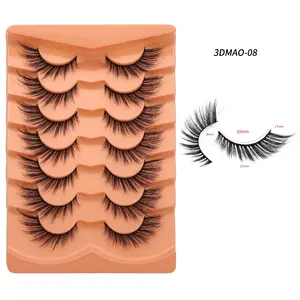 Cils de renard réutilisables faciles à nettoyer 3d faux cils de vison Fluffy Cat-Eye Look 18mm Wispy Long 8d Volume Full Strip Eyelashes