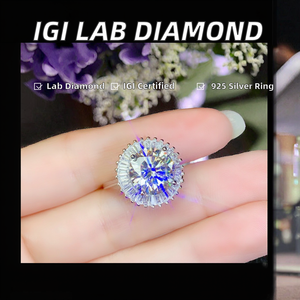 Bague de mariage pour femme en argent S925 plaqué rhodium avec certificat IGI, diamant de laboratoire HPTP CVD rond de 1 carat et zircon 5A - Product Image 2