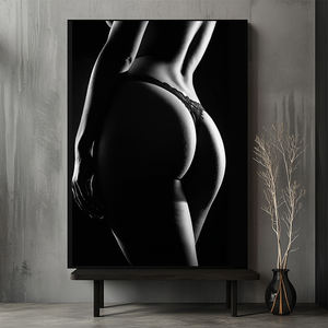 Retrato en blanco y negro moderno de mujer desnuda, tamaño personalizado, arte de pared de cristal, hogar, sala de estar, lienzo Sexy para mujer, pintura decorativa - Product Image 2