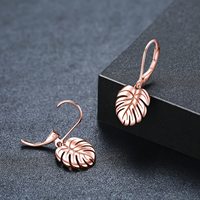 Boucles d'oreilles feuilles de Monstera en argent sterling 925 Bijoux hawaïens
