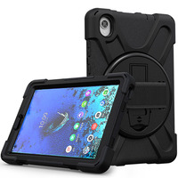 El kayışı ve rotasyon kickstand üzerinde arka kapak silikon hibrid PC tablet kılıfı için Lenovo Tab M8 2020 8.0 inç TB-8705F sert kabuk