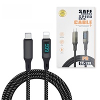 Cable de Datos de Nailon de Fábrica 3A 60W Tipo C a Lightning, Cable de Carga Rápida con Pantalla LED Digital para iPhone y Computadora