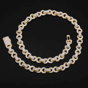 Collar Cubano NUOYA con Incrustaciones de Circonitas, Cierre de Solapa de 10 mm, Diseño de Una Sola Hilera con Piedras de Circonita, Collar de Cadena con Diseño en Forma de 8, Joyería Hip Hop, Regalo - Product Image 4