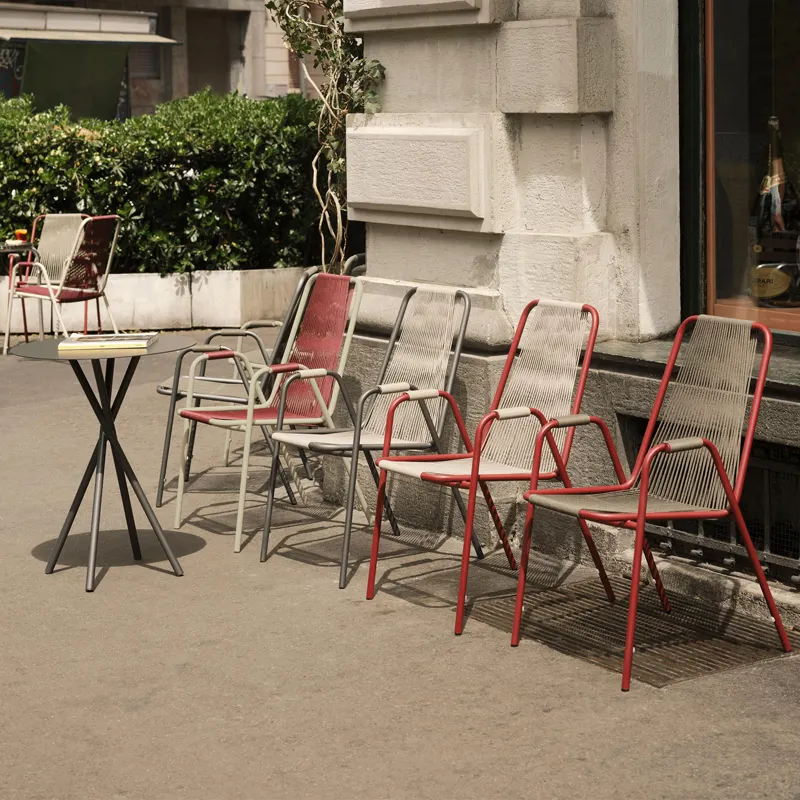 Outdoor Commercial Cafe Furniture Metal Dining Bistro Chairs Tables Restaurant Hotel industrial Iron Wire Garden Stacking Chair