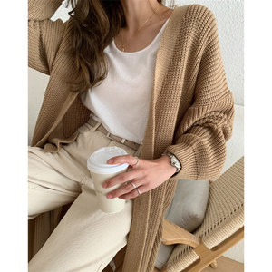 Cappotto maglione lavorato a maglia su misura <span class=keywords><strong>oversize</strong></span> per <span class=keywords><strong>donna</strong></span> <span class=keywords><strong>Cardigan</strong></span> anteriore aperto coreano con motivi a tinta unita maglieria in Cashmere invernale - Product Image 3