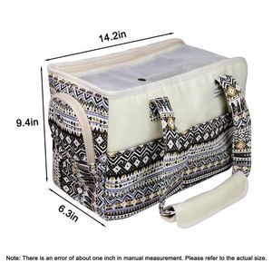 Bolsa de Transporte Multifuncional para Mascotas (Perros y Gatos), Diseño Étnico, de Lona y Malla, con Correa de Seguridad - Product Image 5