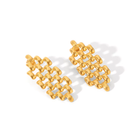 Boucles d'oreilles pendantes en acier inoxydable de luxe, style « Old Money », avec maillons architecturaux en métal, bijoux élégants en or, cadeau idéal