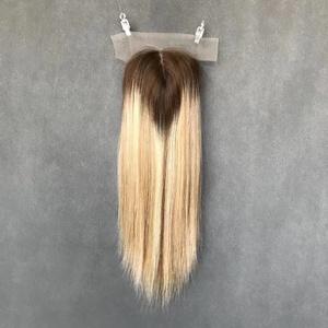 Topper en soie casher juif, cheveux humains vierges européens, cuticule Remy, <span class=keywords><strong>kippa</strong></span>, chute de cheveux, cheveux raides blonds bruns pour toupet - Product Image 4