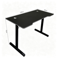 Table de jeu PC noire en forme de T, robuste, avec structure en acier, pour la maison, compacte, vente en gros