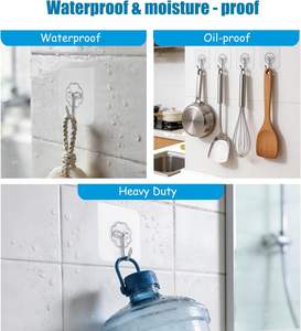 ตะขอแขวนผนังใสแบบไม่ต้องเจาะ ติดแน่น ไม่ทิ้งรอย ขายส่งยอดนิยม ใช้ได้กับเสื้อโค้ท ห้องครัว ห้องน้ำ หรือประตู - Product Image 3