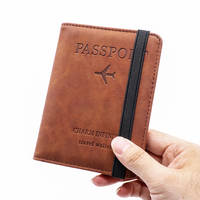 Porte-cartes de visite en cuir PU multifonctionnel, bande élastique, porte-passeport de voyage, porte-cartes de crédit, pince à billets