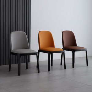 <b>Dining</b> <b>Chair</b> Upholstered Modern Minimalist Style For Home Restaurant Use Gray Orange Coffee Color Options - Product Image 1