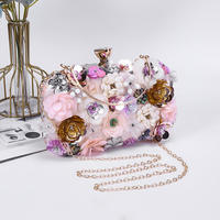 Nouveauté : Sac à main floral perlé pour femme avec poignée en perles, pochette de soirée, accessoires pour mariage et fête