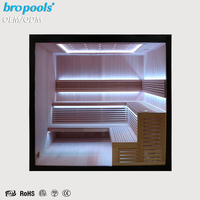 Ruang Sauna Inframerah Spektrum Penuh Multifungsi Dalam Ruangan Bropool Luxury Smart Villa 4-6 Orang, Panel Kontrol Cahaya Merah Low EMF Modern