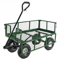 Chariot utilitaire robuste Wagon de jardin à benne basculante en acier grillagé Chariot à benne basculante amovible Côtés en maille 4 roues Wagon de jardin