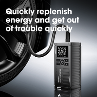 Wolf ABS Material Tire Inflator 14.8V Portable Air Compressor LED Digital Display Tire Pressure Monitor Car Jump Starter 8000mAh