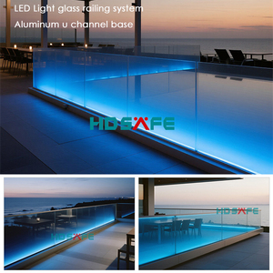 Aluminum <strong>Frameless</strong> LED <strong>Glass</strong> <strong>Balustrade</strong> U Channel <strong>Glass</strong> Railing With LED Light For Balcony Terrace Deck Stair Hotel Railing - Product Image 2