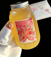 Bouteille en plastique ronde personnalisée de 12 oz et 16 oz pour thé au lait, jus de fruits, boissons gazeuses, cola, jetable avec couvercles
