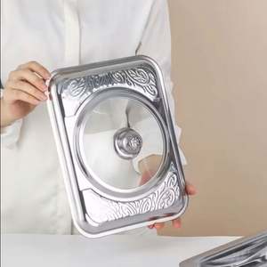 Plat de service buffet en acier inoxydable écologique pour hôtels et restaurants, avec couvercle, vente directe usine, lot de 50 pour événements - Product Image 4