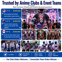 Manteau Happi Anime Personnalisé, Veste Kimono Haori Japonaise, Impression par Sublimation pour Club de Fans de Cosplay