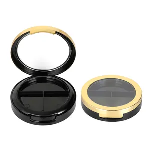 Прозрачный черный круглый качественный Круглый Пластиковый пустой футляр с 3 отверстиями, коробка для макияжа, консилер для теней, контейнер, футляр для макияжа