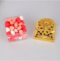 Boîte à bonbons en plastique transparent de qualité alimentaire avec couvercle doré de Zhejiang pour les mariages et les fêtes de naissance