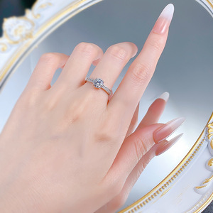 Nuevo anillo de novia de <span class=keywords><strong>diamante</strong></span> redondo con incrustaciones de cuatro garras de plata S925 de 6,5mm, joyería de boda con borde cruzado en <span class=keywords><strong>vivo</strong></span> de Libro <span class=keywords><strong>Rojo</strong></span> - Product Image 6