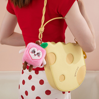Groothandel Cartoon Mini Groente Fruit Pluche Sleutelhanger Ronde Pluizige Lichaam Knijp Speelgoed Kleine Ledematen Tas Charm 14cm Cadeau