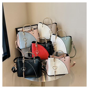 Versandfertig innerhalb von 48 Stunden Modischer Trend Kontrastfarben Damen Handtasche Junge Mädchen Umhängetasche Tägliche Schultertasche Bucket <span class=keywords><strong>Bag</strong></span> - Product Image 2
