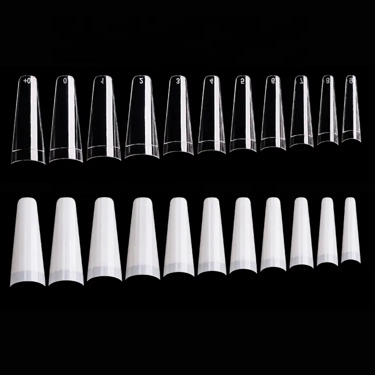 11 sizes natural color square nail tips xxl coffin artificial half cover curved false french false nail tips acrylic salon