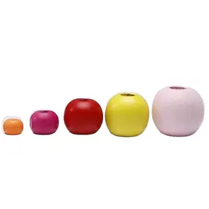 Hot Selling 16mm Customized DIY Crafts Single hole wooden Colored Bead For Handwork