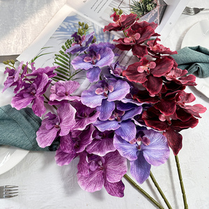 Ramas de flores de Orquídea de seda falsa de alta calidad, orquídea Phalaenopsis artificial de 9 cabezas para eventos de fiesta de boda - Product Image 5