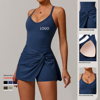 Robe de tennis écologique personnalisée avec logo, recyclée, nœud torsadé, dos élégant, respirante, compression extérieure, jupe de yoga, jupe de golf