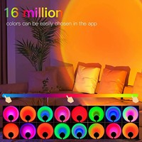 Projecteur USB RGB 16 couleurs effet coucher de soleil, lampe LED colorée pour la maison, le café, le bureau, la table, le sol, éclairage d'ambiance arc-en-ciel