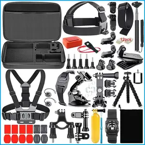 Kit de montagem de peito 50 em 1, acessórios para go pro hero7 5 6 câmera preta para sony sports dv câmera de ação, venda imperdível