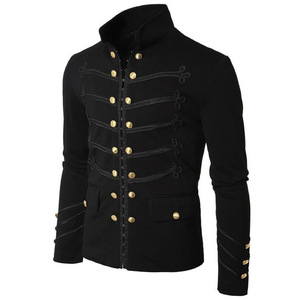 Chaqueta de hombre Saint Vida bordada de doble botonadura, color liso, manga larga, disfraz para actuaciones escénicas, tops de algodón para adulto - Product Image 4
