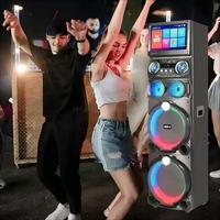Nouveau haut-parleur de karaoké avec subwoofer 100W, écran tactile de 15,4 pouces, karaoké mobile haute puissance pour l'extérieur avec microphone sans fil