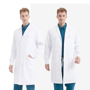 Vente en gros d'uniformes de médecins hospitaliers de qualité supérieure personnalisés, blouses médicales blanches, taille plus, matériel en spandex, modèle OEM - Product Image 4