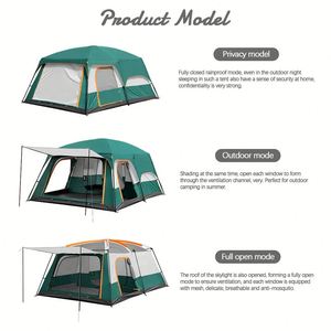 Carpa de Camping Grande, Impermeable, Resistente, para Exteriores, de Doble Capa, con 2 Habitaciones y 1 Sala de Estar, para Familias - Product Image 2