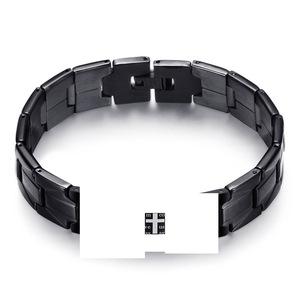 Pulsera minimalista con cruz geométrica en blanco y negro de acero inoxidable para hombres y mujeres, cadena de joyería de regalo. - Product Image 2