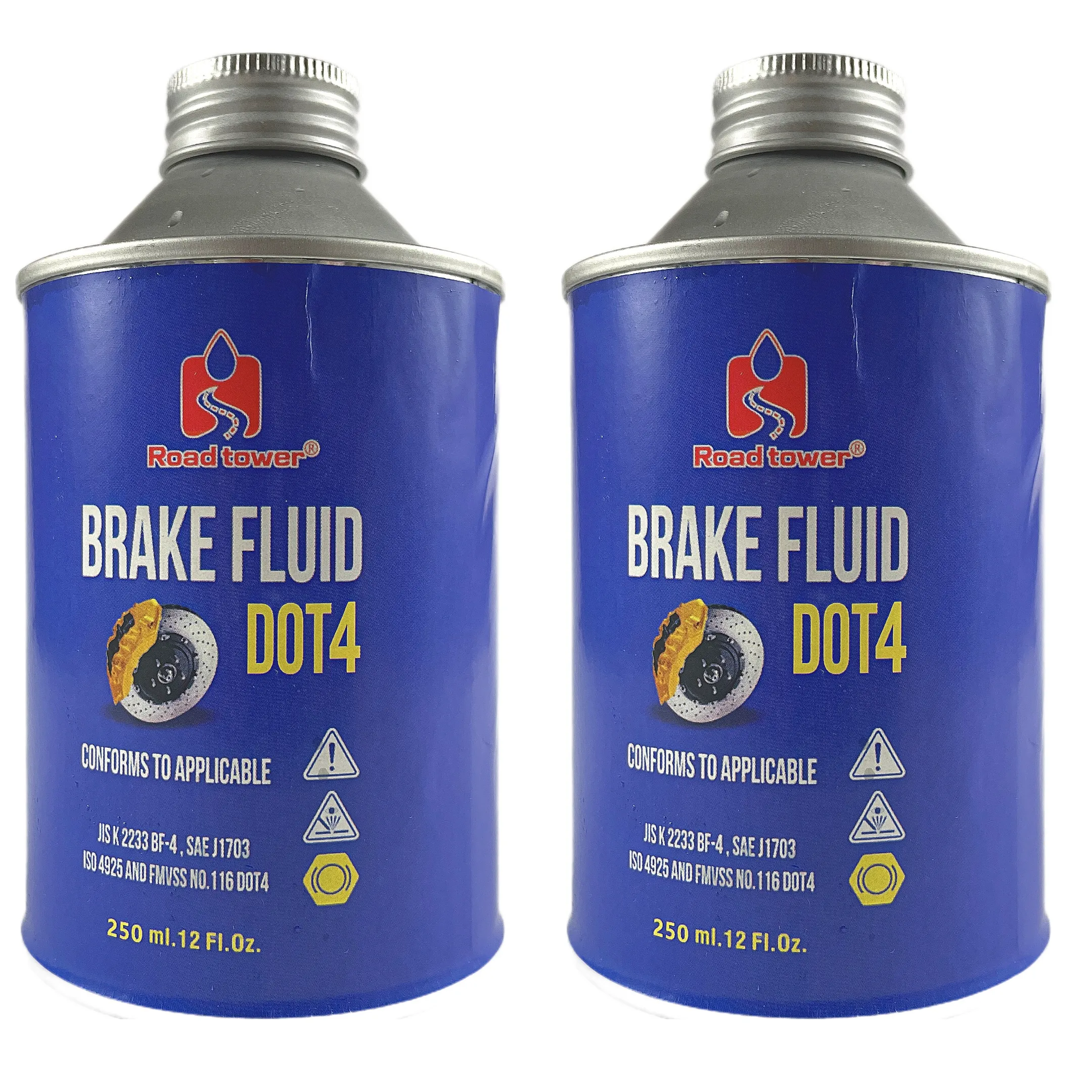 Brake Fluid 250 ml Manufacturer DOT4 brake fluid Tin Can Bottle Reservoir Cover Brake Oil