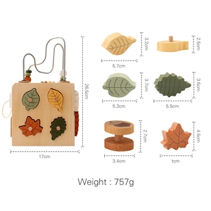 Cube d'activités Montessori multifonctionnel 5 en 1 en bois écologique non toxique, blocs de construction, jouets éducatifs pour la petite enfance - Product Image 6