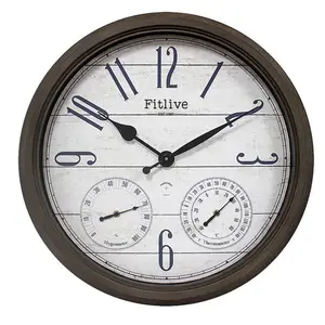 24 Inch Large Waterproof Outdoor Wall Clock With Thermometers Vintage Silent Wall Clocks Battery Operated Clock