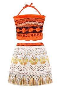 Лидер продаж, костюм принцессы Вайаны для девочек, карнавальный костюм на Хэллоуин, день рождения, романтическое приключенческое платье с повязкой на голову, ожерелье - Product Image 2