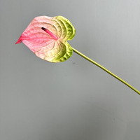 Ide Produk Baru Tanaman Artifisial PU Real Touch Anthurium Cabang Tunggal Bunga Artifisial Grosir Dekorasi Pernikahan Rumah